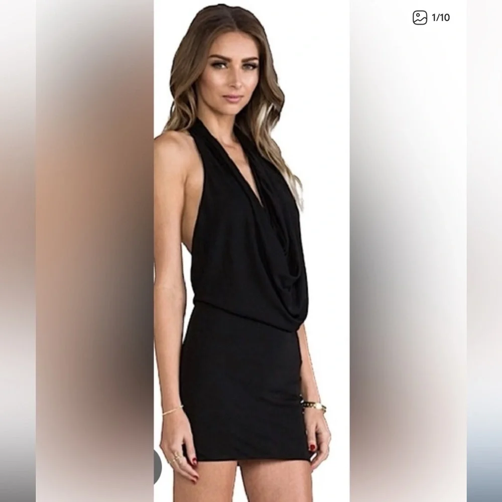 NWT BCBG MaxAzria VEDA halter black mini dress
